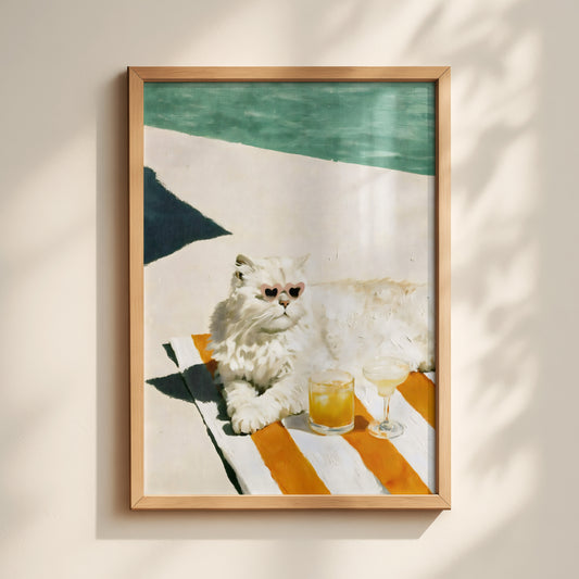 Poolside Cat Cocktails Print