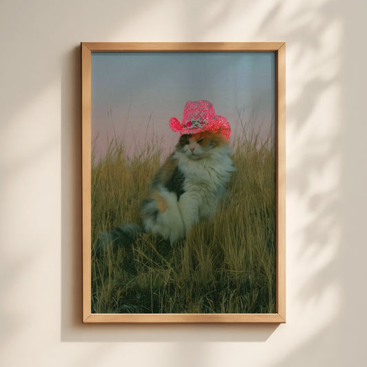 Prairie Cowgirl Cat Print
