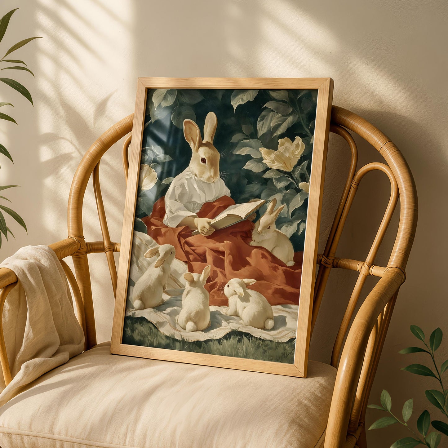 Rabbit Family Reading Print