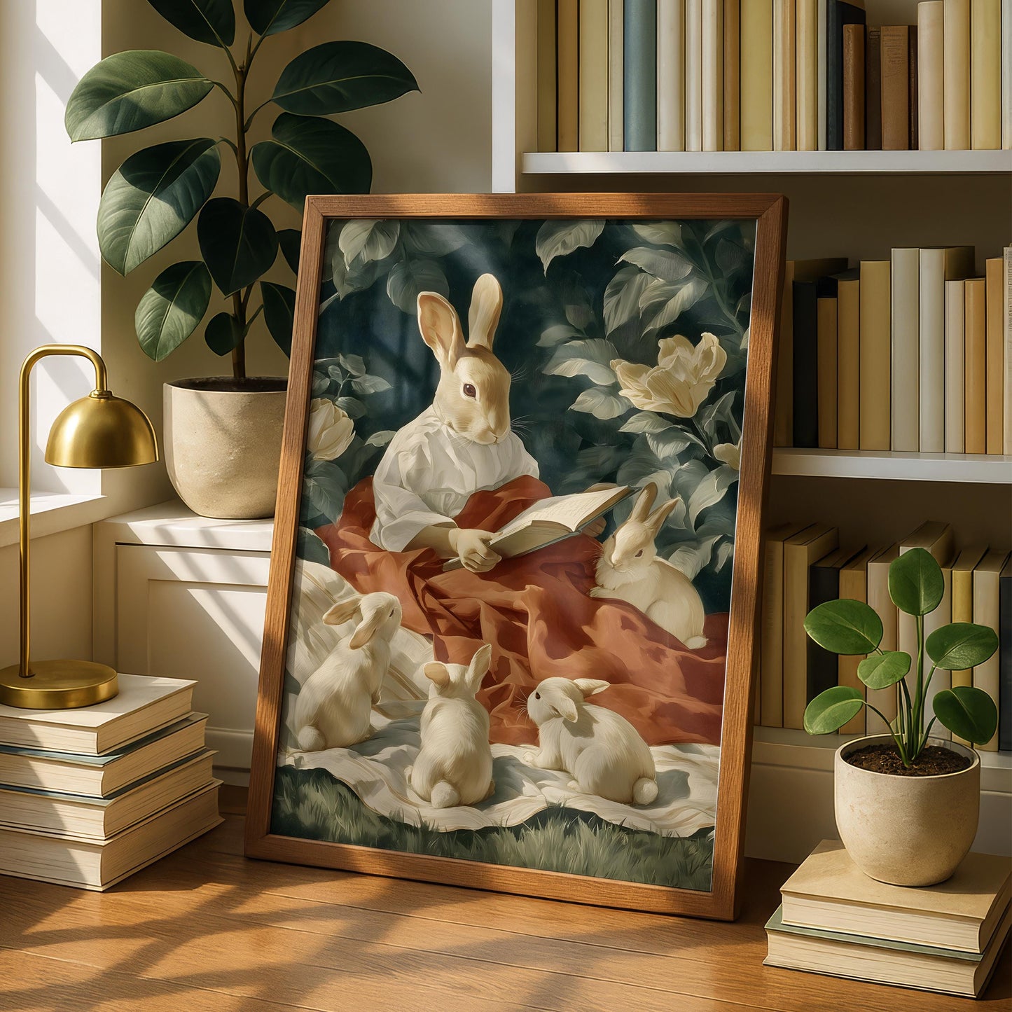 Rabbit Family Reading Print
