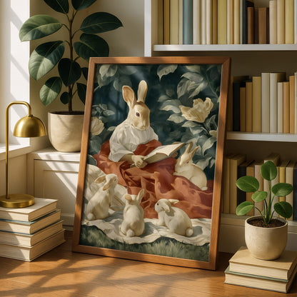 Rabbit Family Reading Print