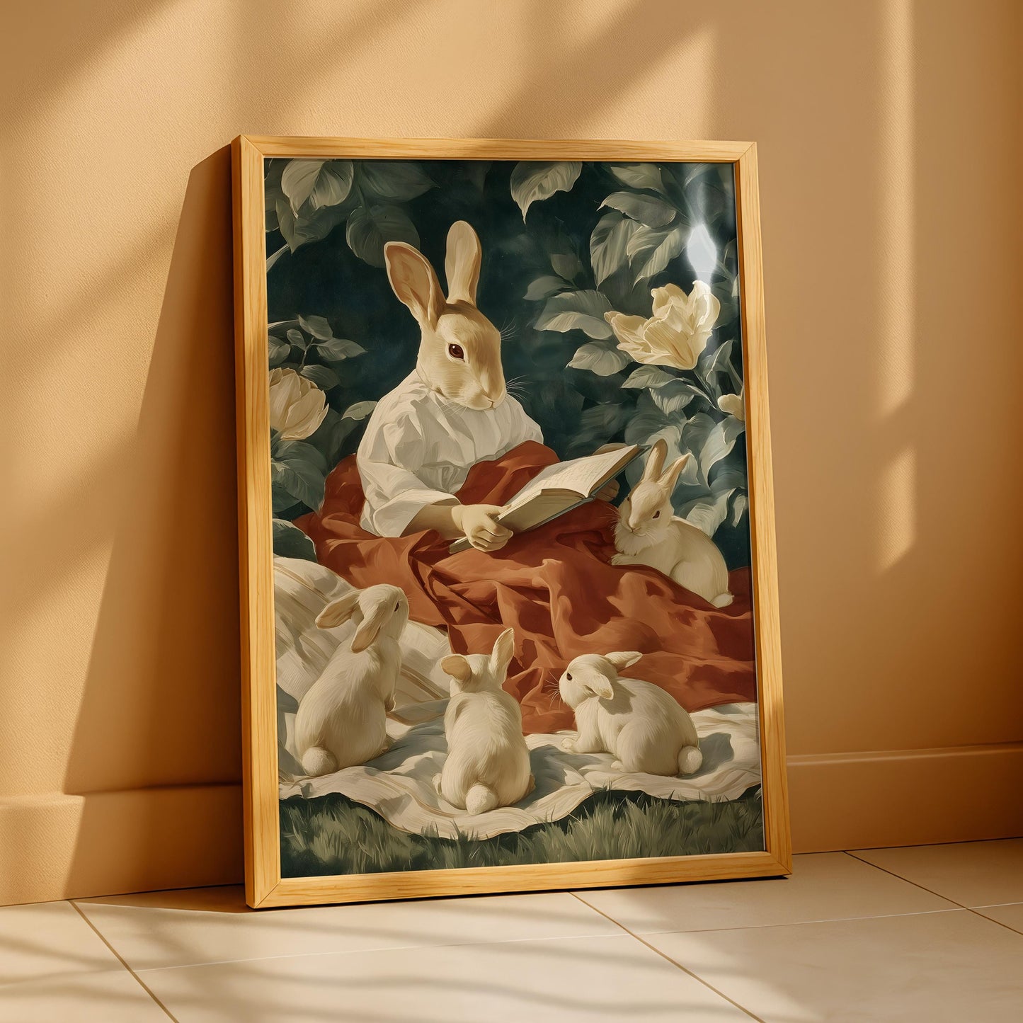 Rabbit Family Reading Print