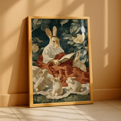 Rabbit Family Reading Print