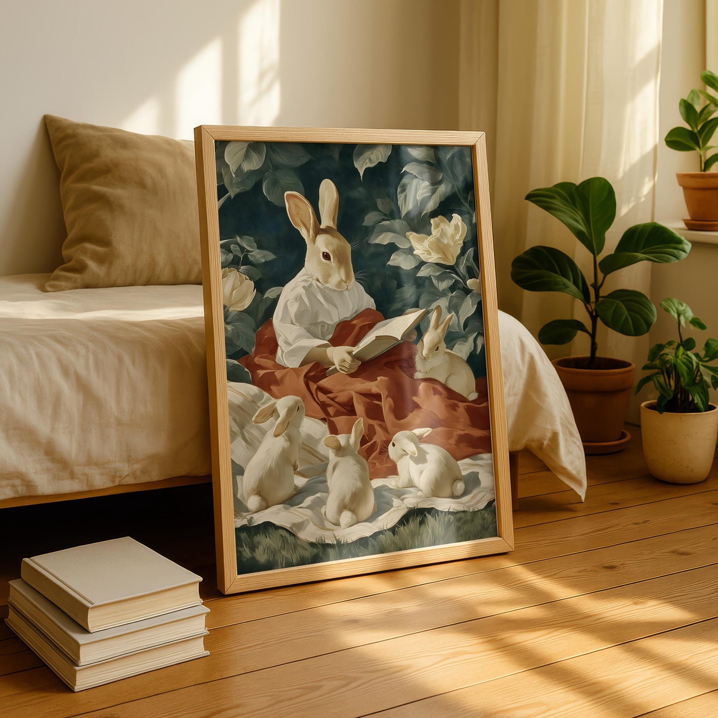 Rabbit Family Reading Print