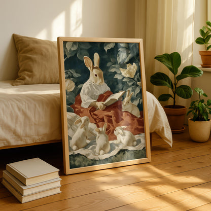 Rabbit Family Reading Print