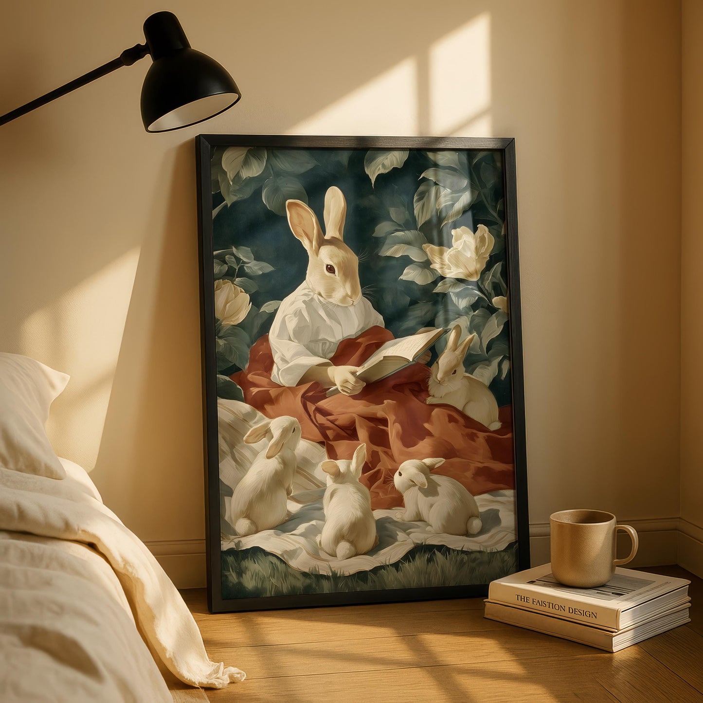 Rabbit Family Reading Print