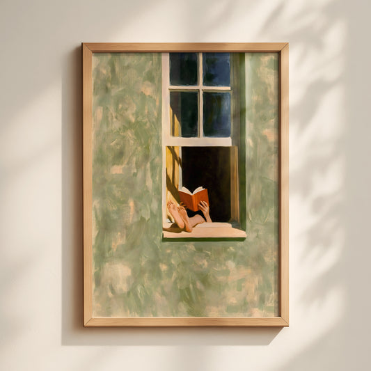 Reading In The Window Print