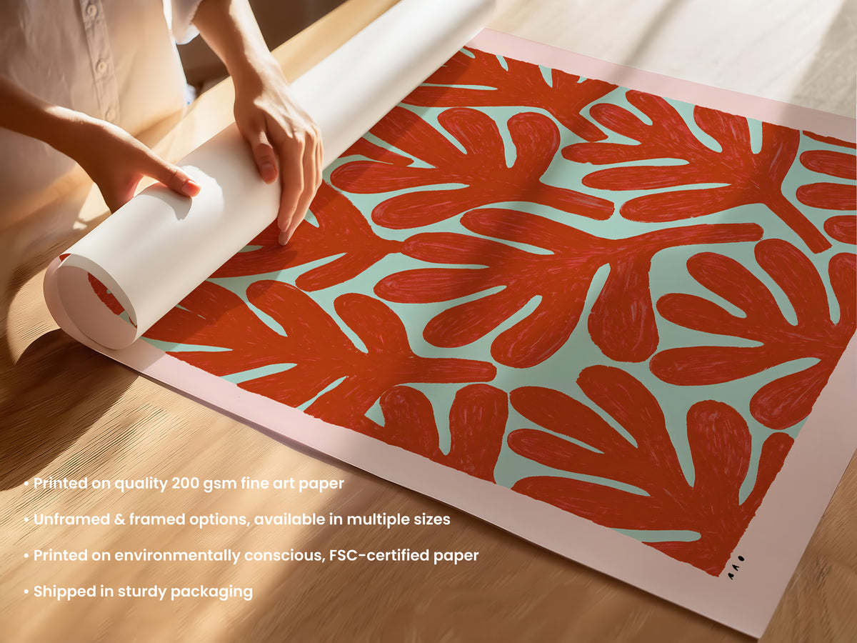 Red Coral Botanical Print