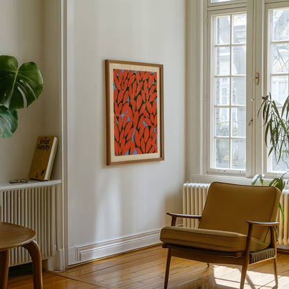 Red Leaf Pattern Print
