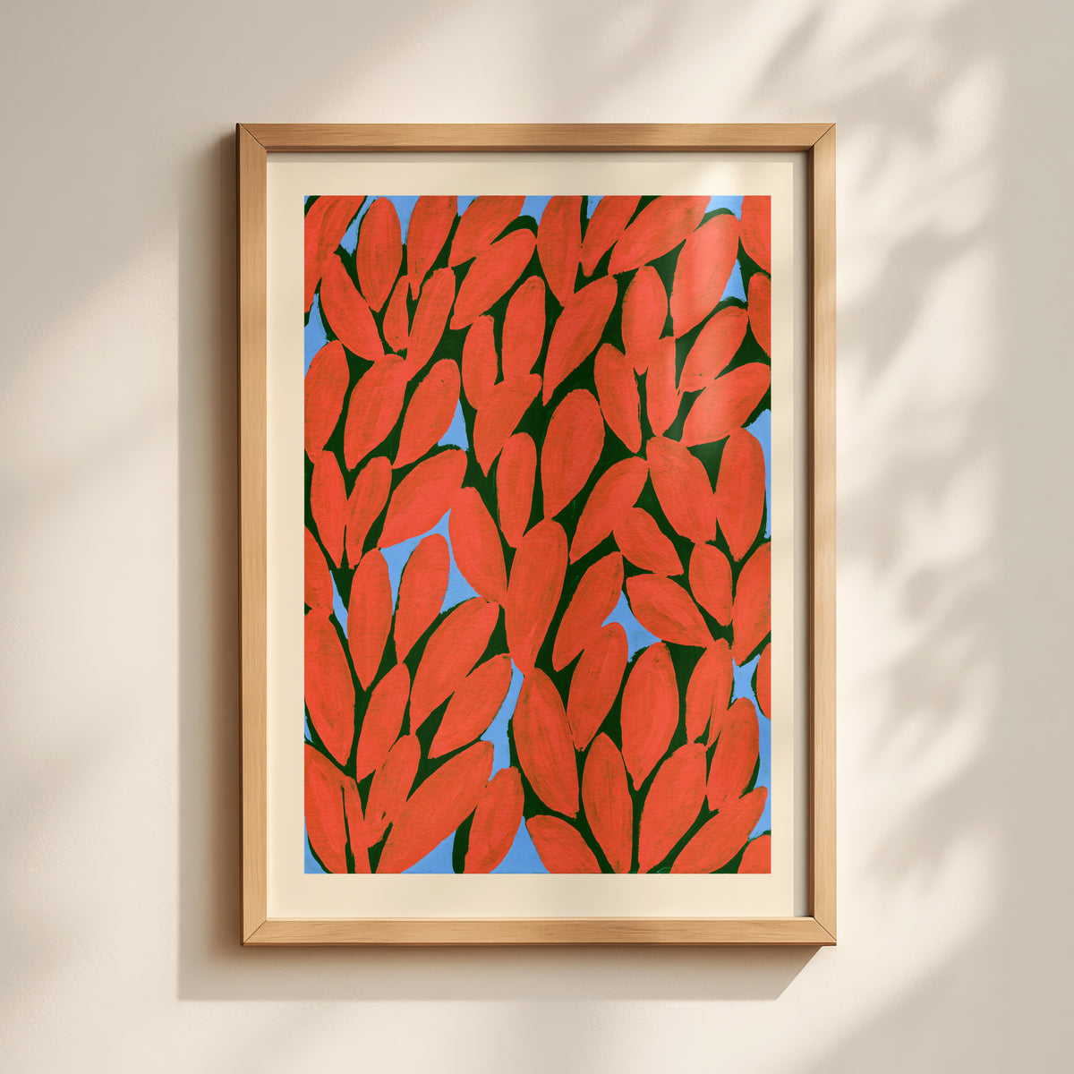 Red Leaf Pattern Print