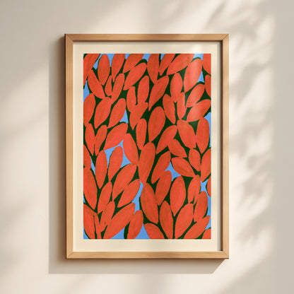 Red Leaf Pattern Print