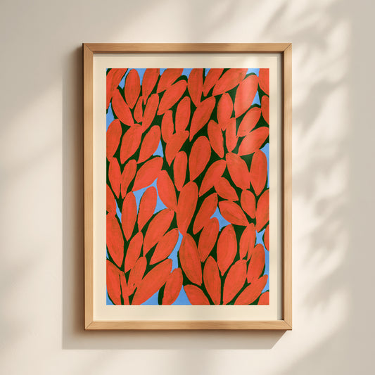Red Leaf Pattern Print
