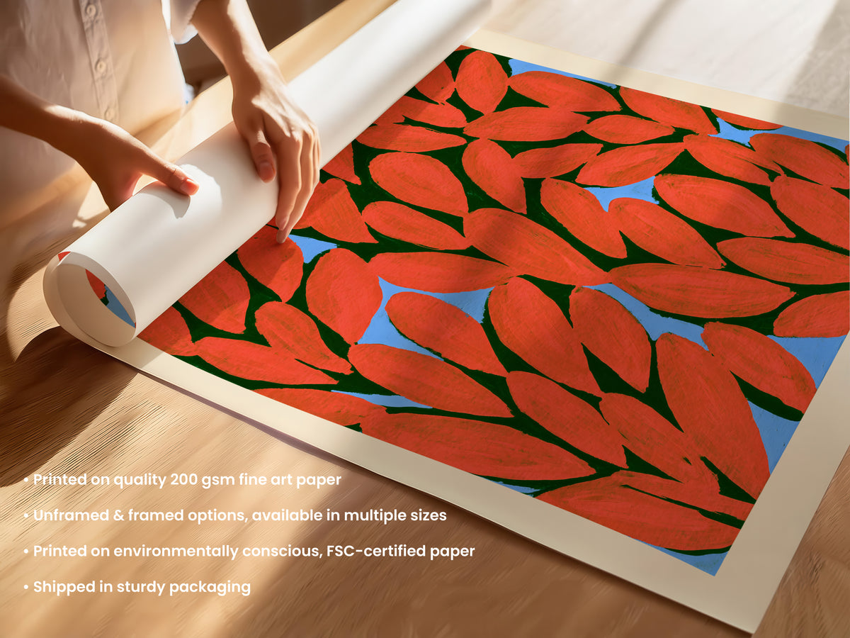 Red Leaf Pattern Print