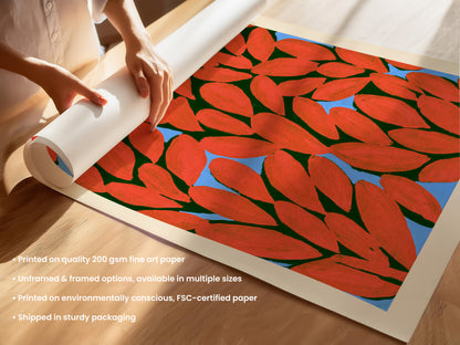Red Leaf Pattern Print