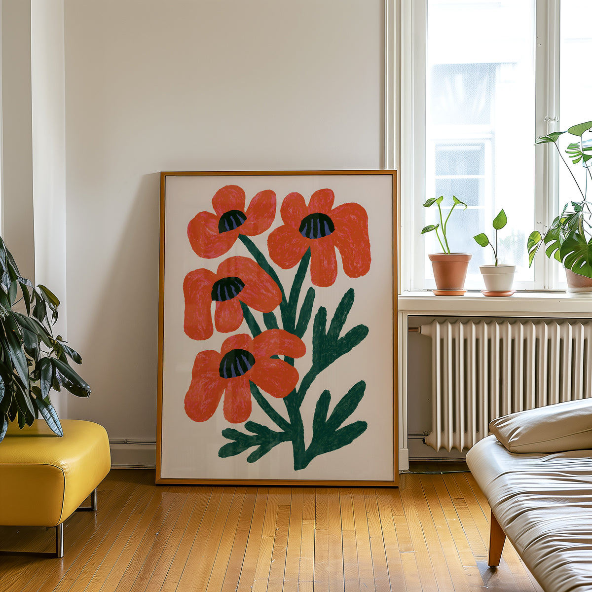 Red Poppy Bunch Print