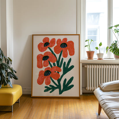Red Poppy Bunch Print