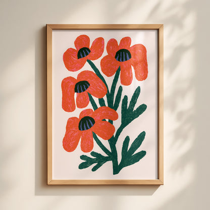 Red Poppy Bunch Print