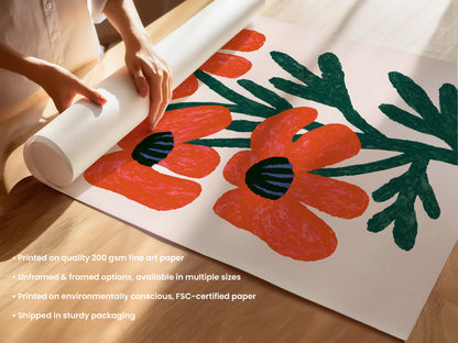 Red Poppy Bunch Print