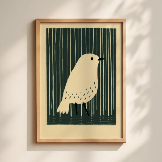 Robin Among the Reeds Print