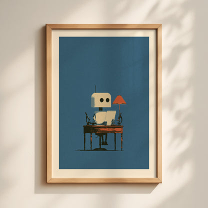 Robot at Desk Print
