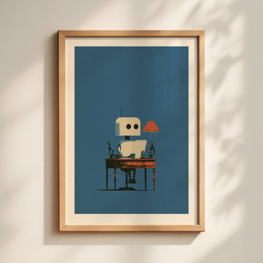 Robot at Desk Print