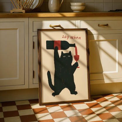 Cat Wine Print