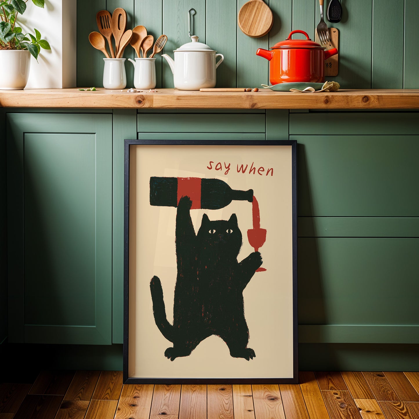 Cat Wine Print