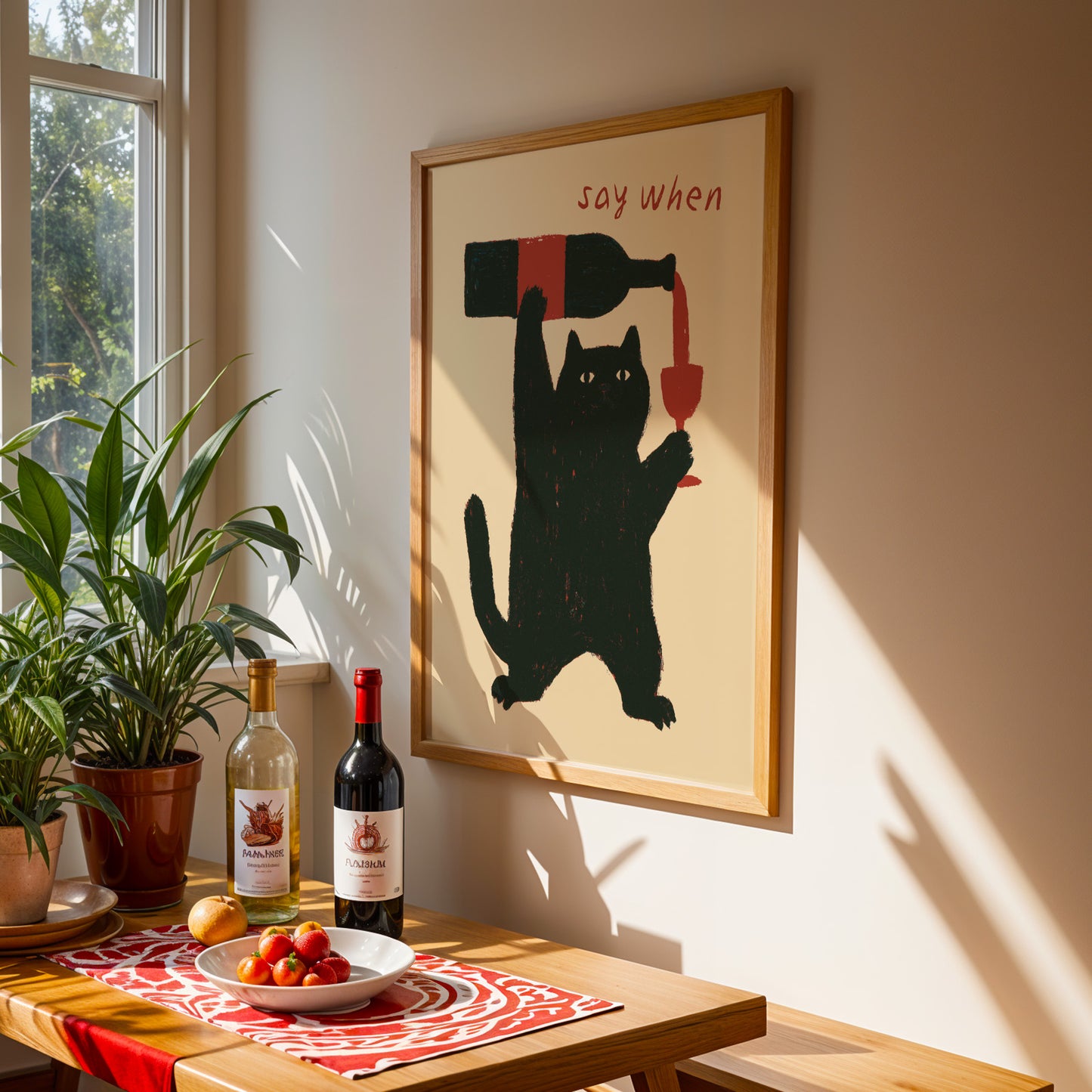 Cat Wine Print