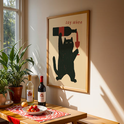 Cat Wine Print