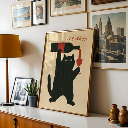 Cat Wine Print