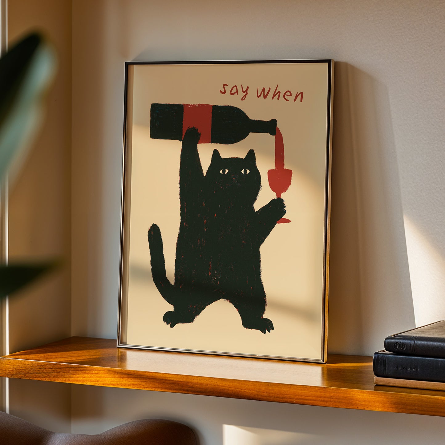"Say When" Cat Wine Print