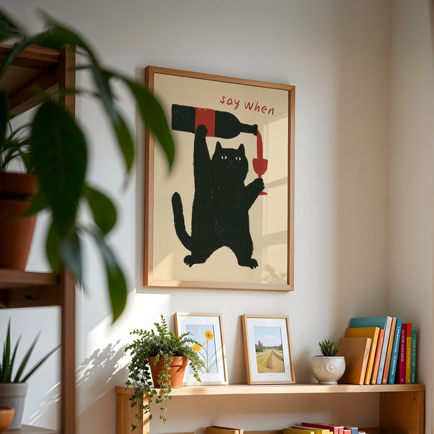 "Say When" Cat Wine Print
