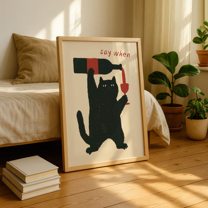 Cat Wine Print