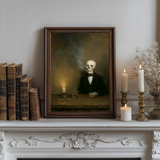 Smoking Skeleton Print