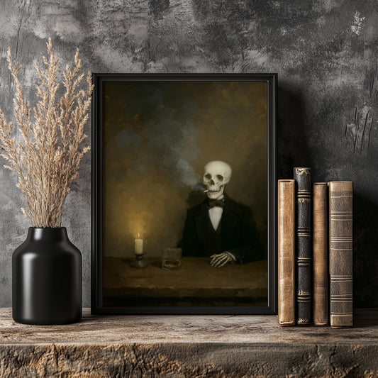 Smoking Skeleton Print