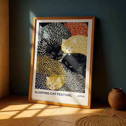 Sleeping Cat Japanese Print