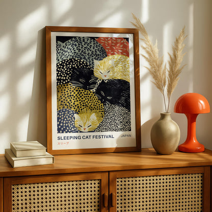 Sleeping Cat Japanese Print