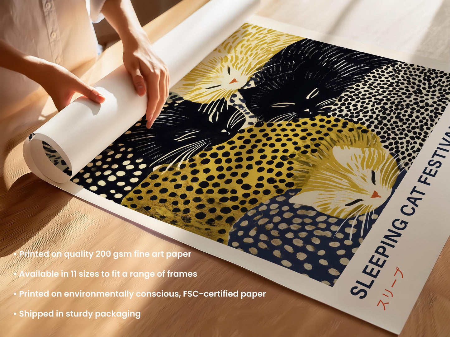 Sleeping Cat Japanese Print