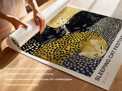 Sleeping Cat Japanese Print