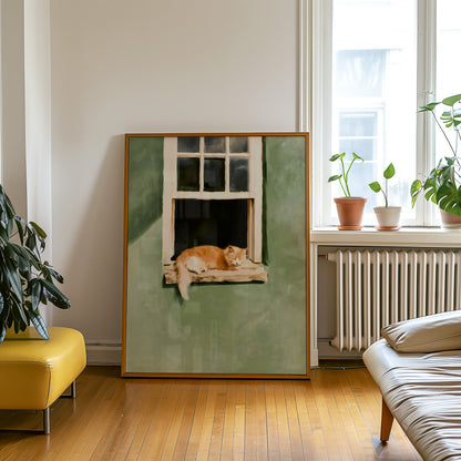 Sleeping Ginger Cat Print