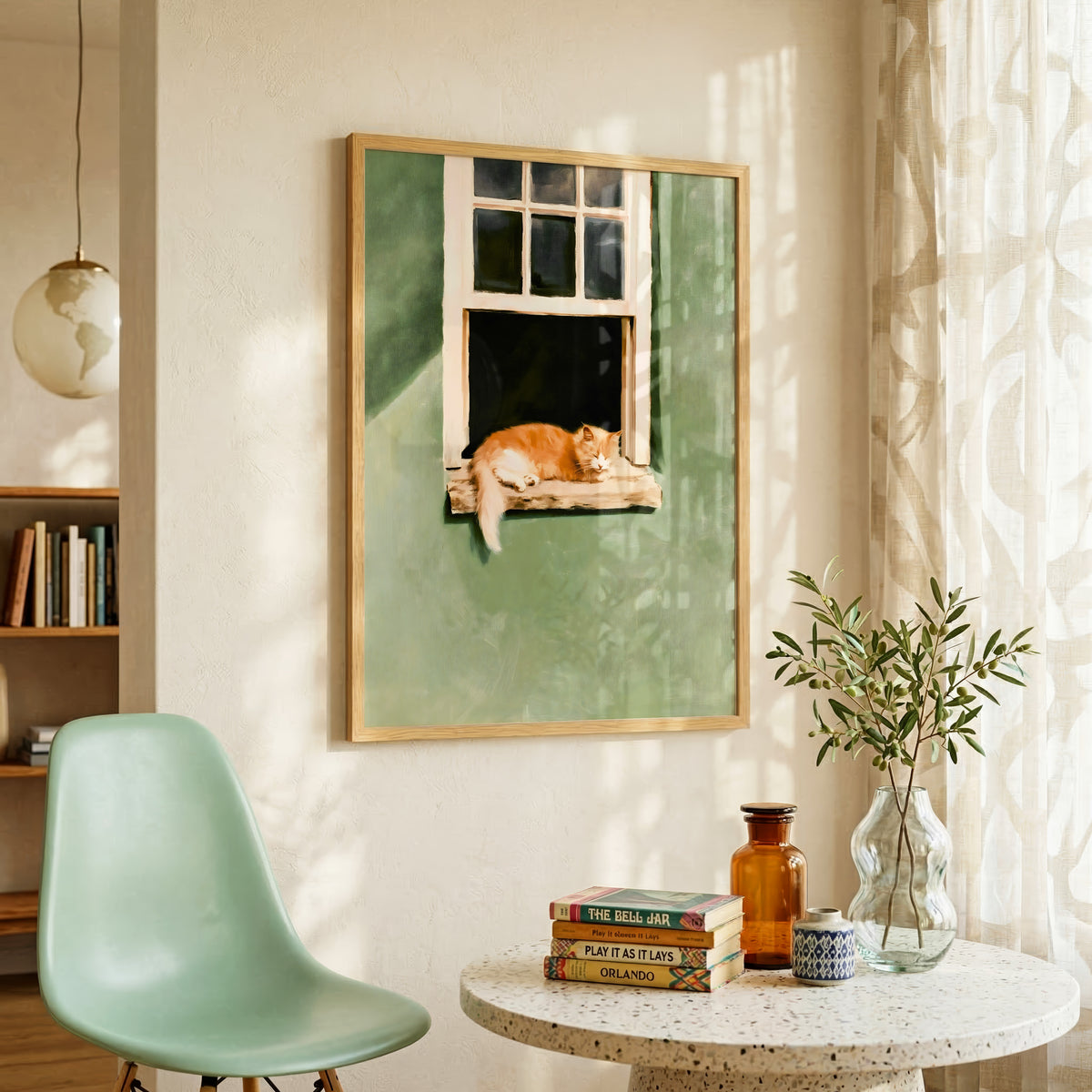 Sleeping Ginger Cat Print