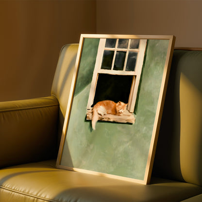Sleeping Ginger Cat Print