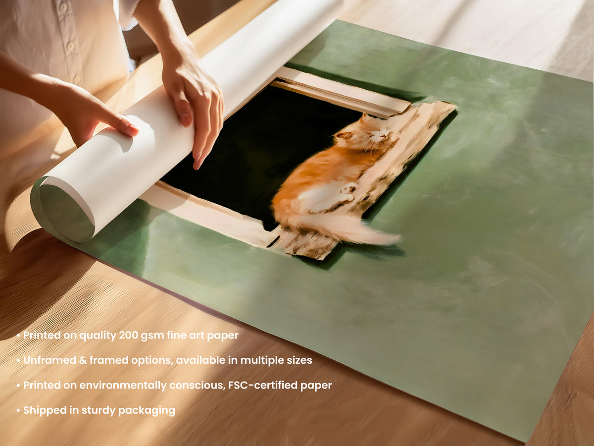 Sleeping Ginger Cat Print