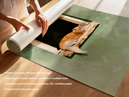 Sleeping Ginger Cat Print