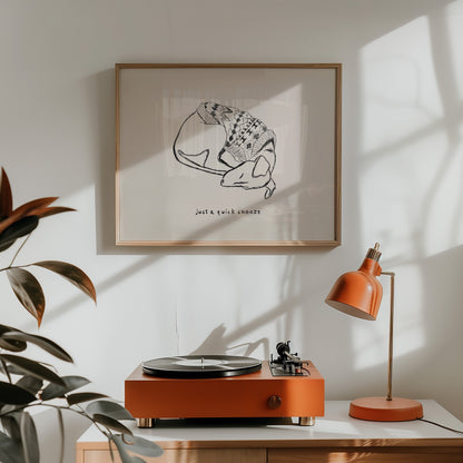 Sleeping Whippet in Sweater Print, framed print mockup