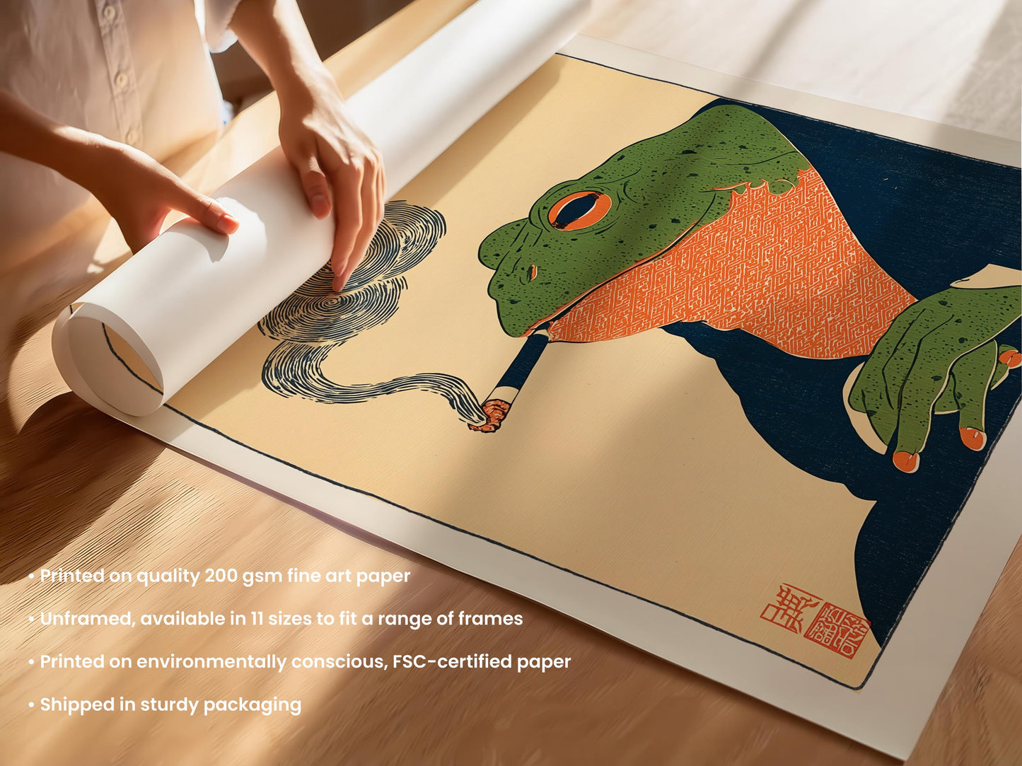 Japanese Smoking Frog Print