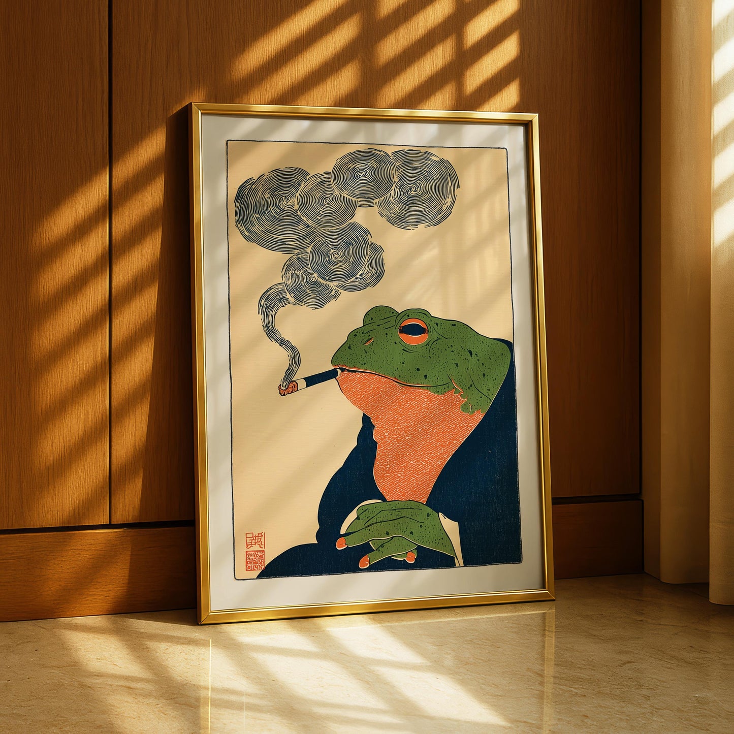 Japanese Smoking Frog Print