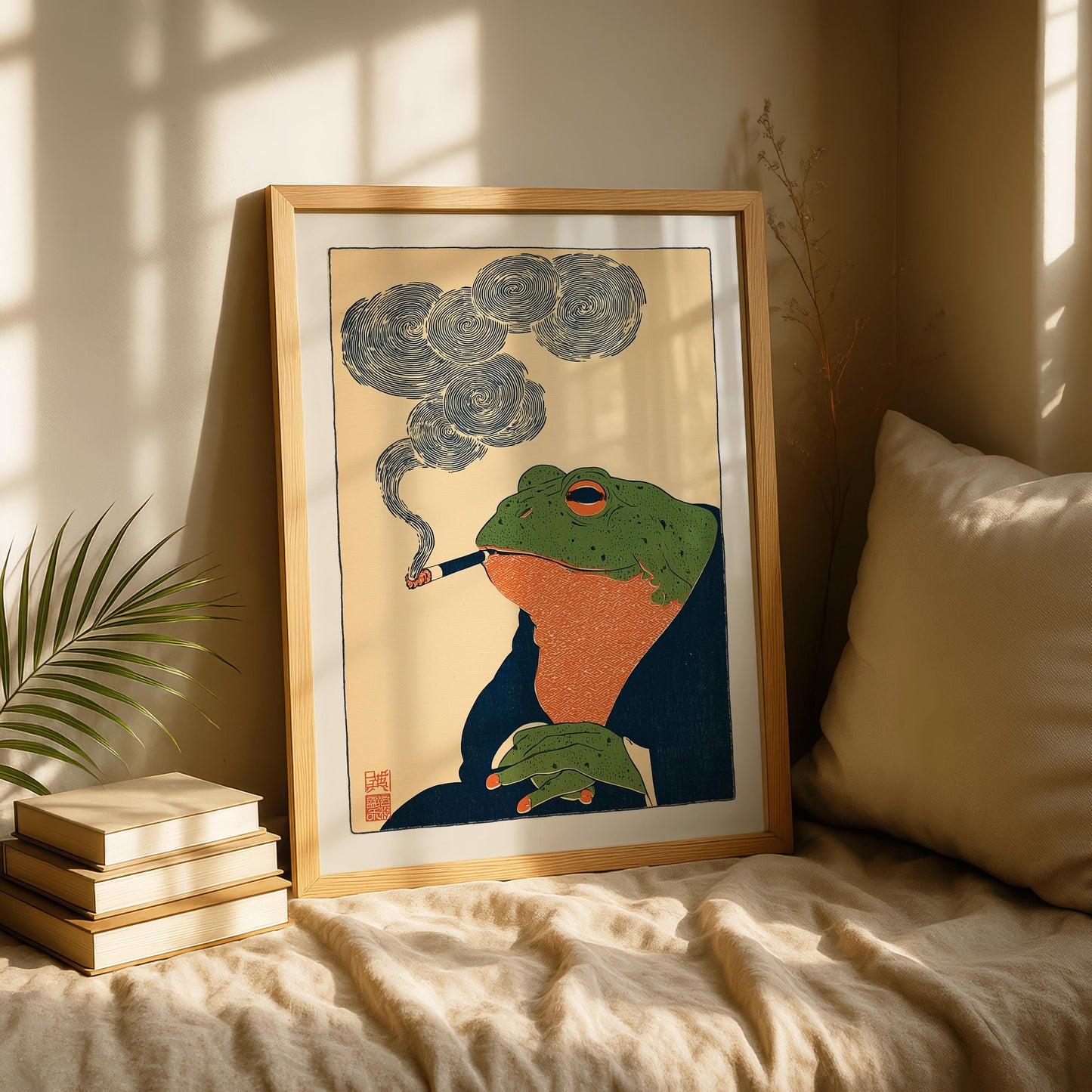 Japanese Smoking Frog Print