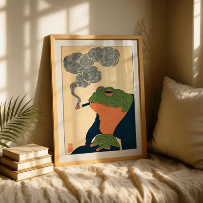 Japanese Smoking Frog Print