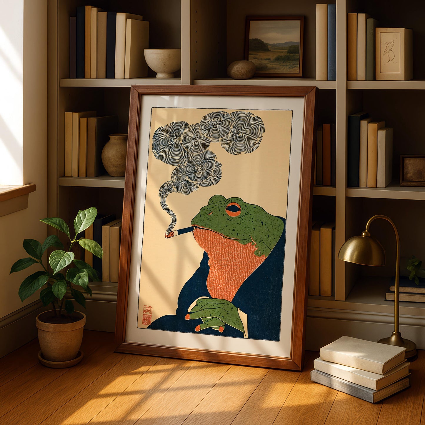 Japanese Smoking Frog Print